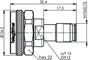 Adaptor 4.3-10-m na NEX10-f, skręcany - 100025345 (J01443A0020) Telegärtner